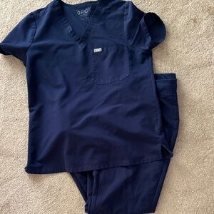 Figs Navy V-Neck Scrub Top and Pants